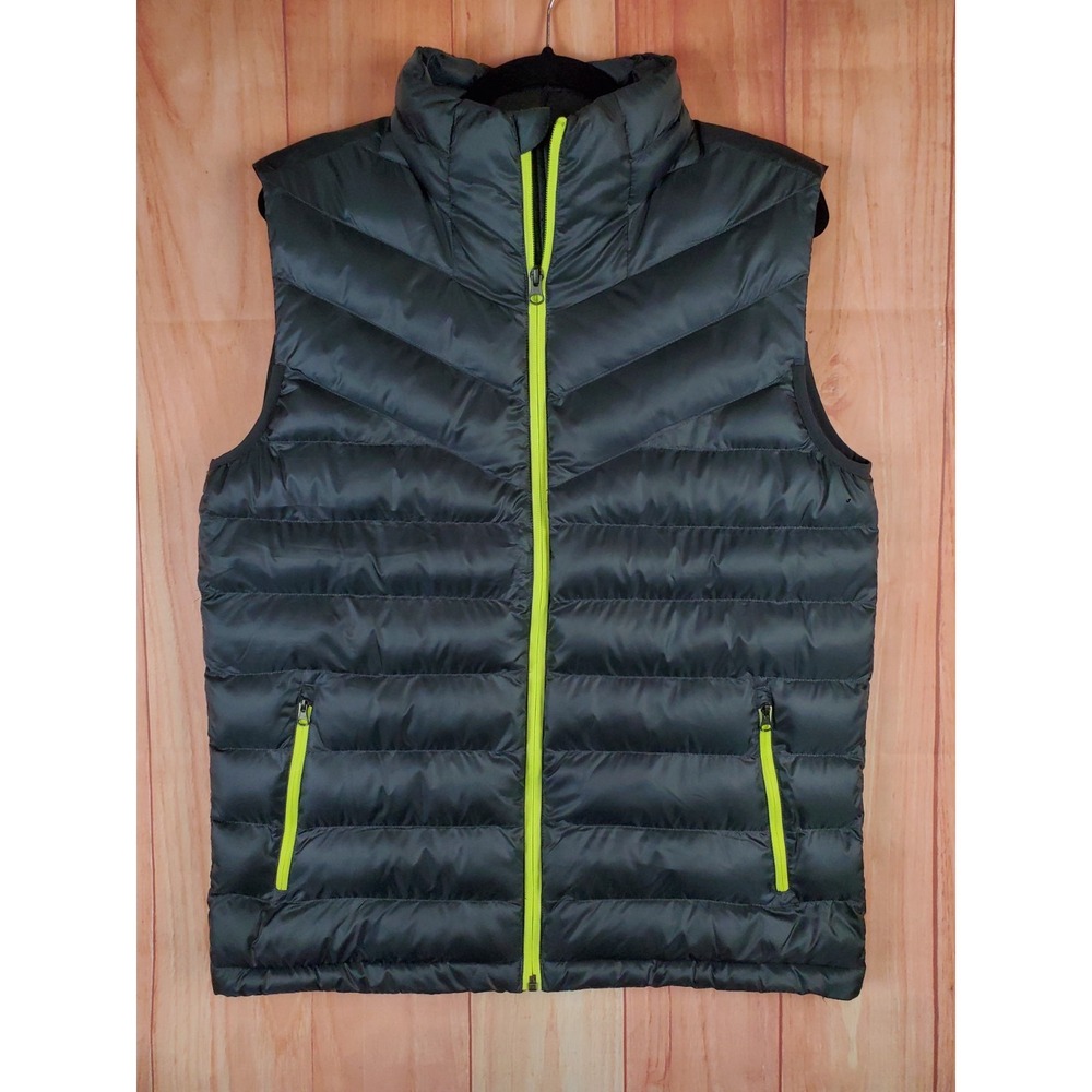 Nathan Mens Puffer Vest Sz Medium Gray Full Zip Secure Pockets Windproof NS50560